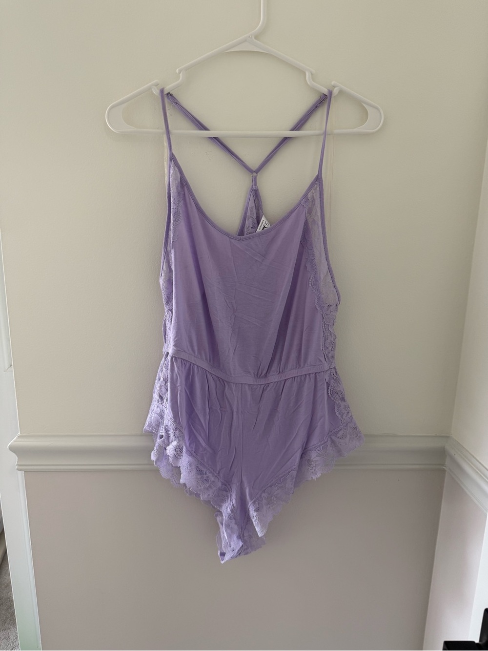 Dreamgirl Lilac Lace-Trim Romper